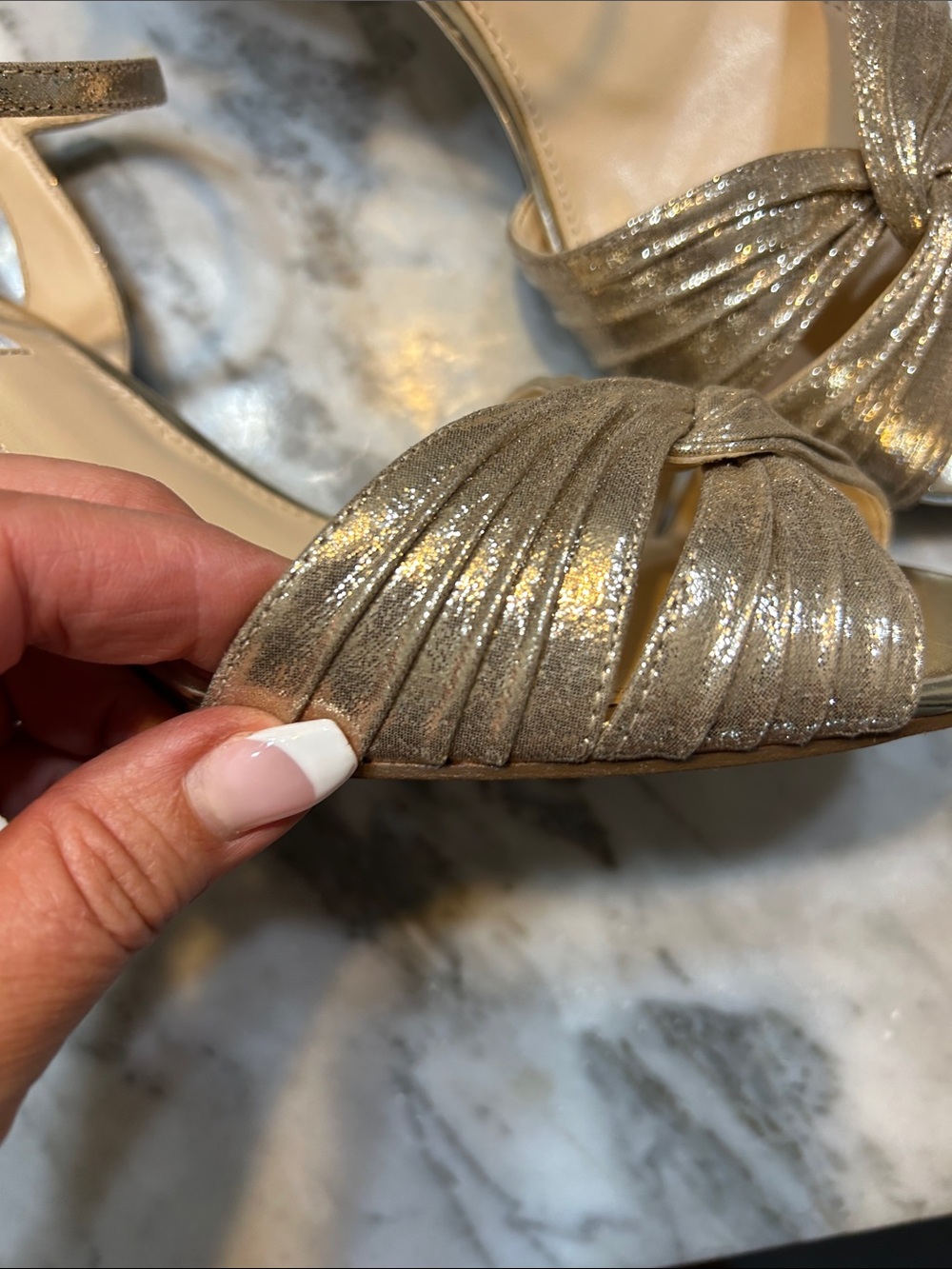 Nina Metallic Gold Knotted Slingback Heels - Picture 3 of 7